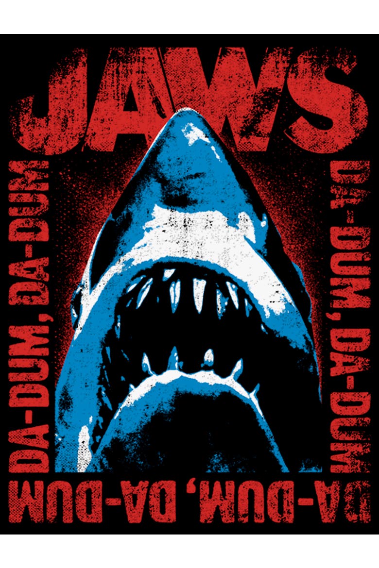Boy's Jaws Da-Dum Da-Dum Distressed  Graphic T-Shirt, Alternate, color, Black