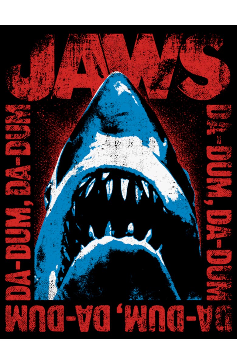 Jaws Boy's Jaws Da-Dum Da-Dum Distressed Graphic T-Shirt, Alternate, color, Black