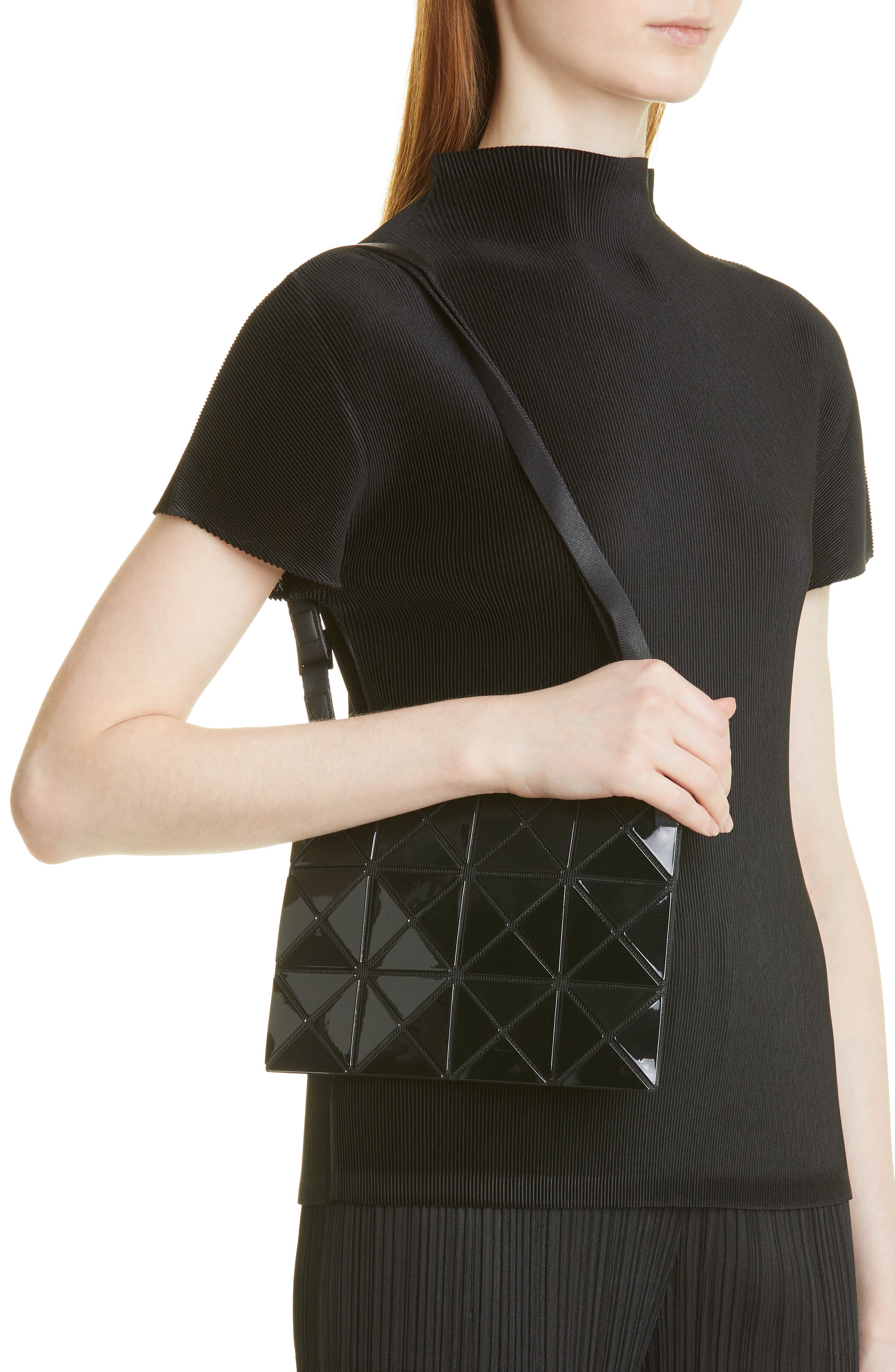 Bao Bao Issey Miyake Small Lucent Crossbody Bag, Alternate, color, Black
