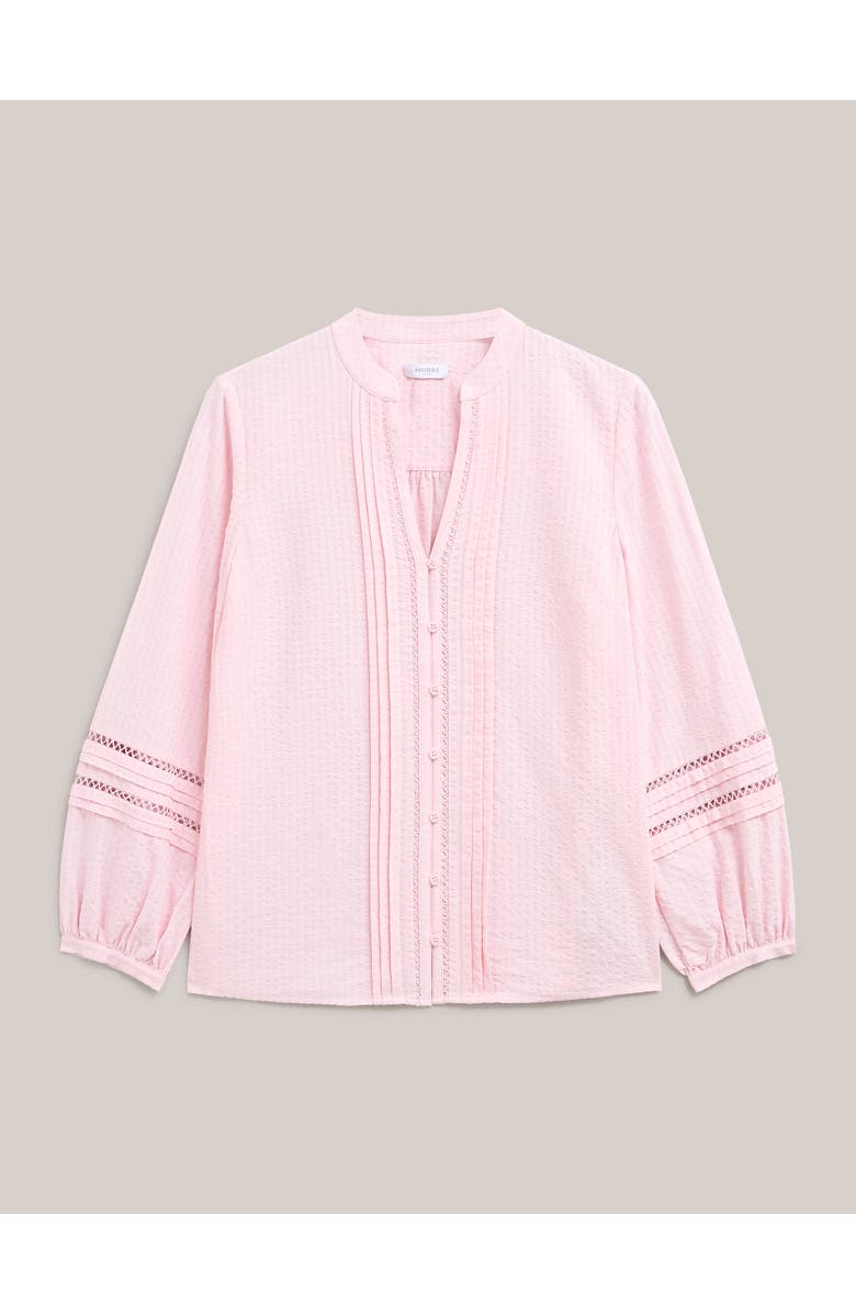 HOBBS LONDON Lucilla Pintuck Mandarin Collar Blouse, Alternate, color, Blush Pink