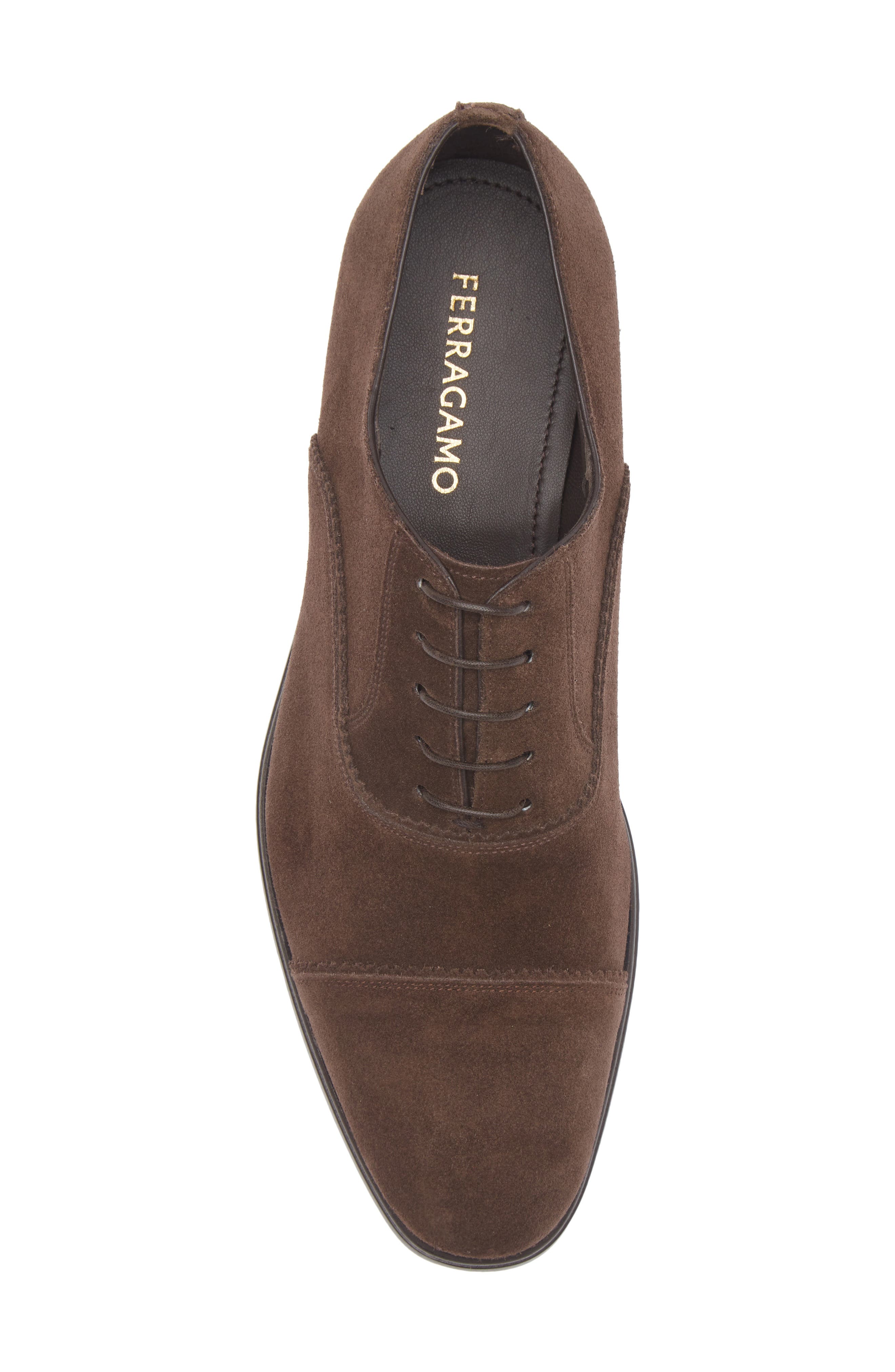 FERRAGAMO Boston Cap Toe Oxford, Alternate, color, Bark