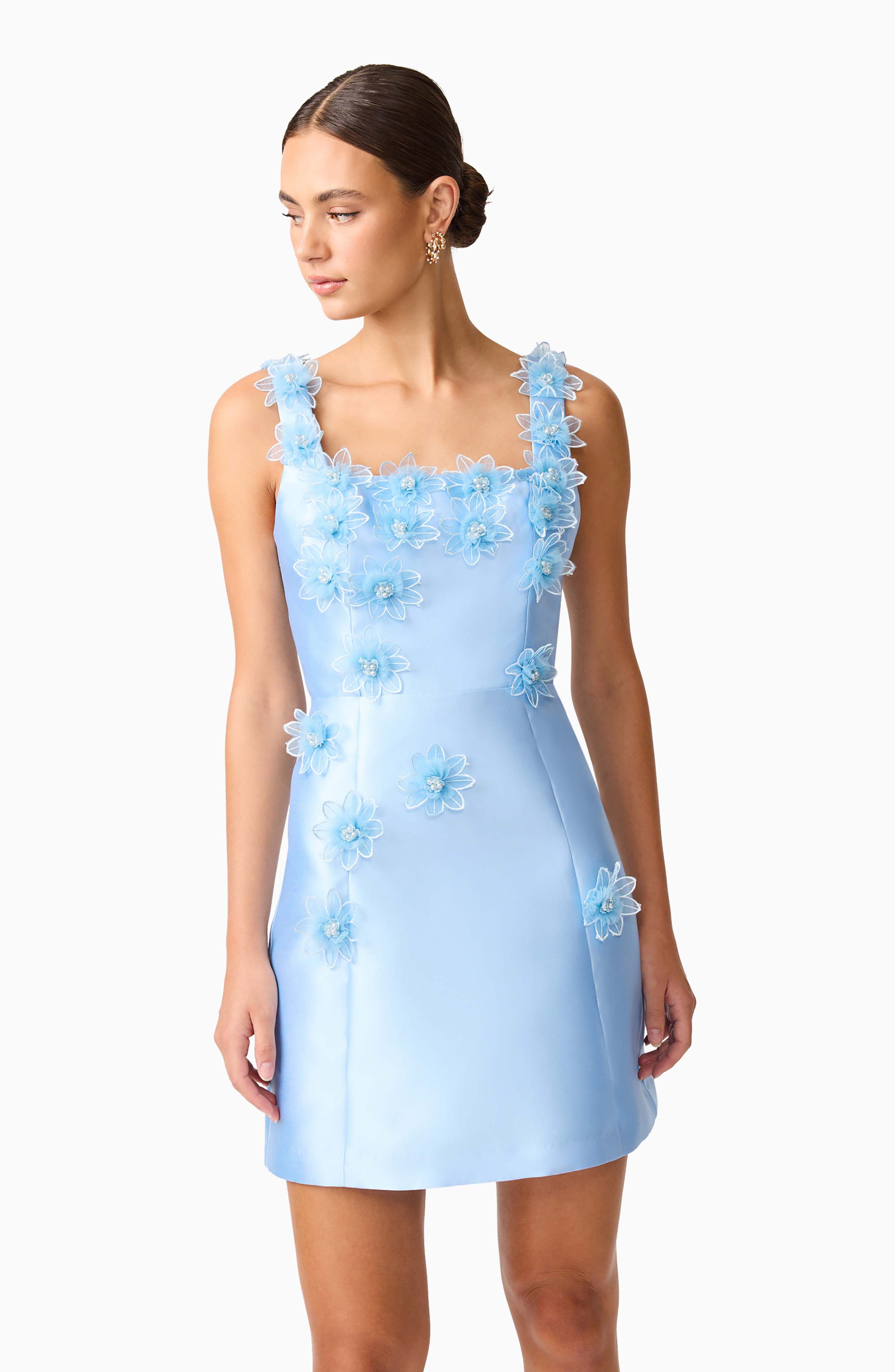 elliatt elder embellished mini dress Elliatt Women's Elder 3D Floral Dress - Blue