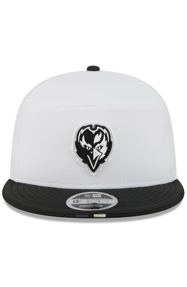 New Era Men's New Era White/Black Baltimore Ravens 2025 NFL Training Camp Split Panel 9FIFTY Snapback Hat, Alternate, color, White