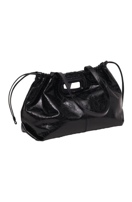Maje Crackled Miss M Tote Bag In Black