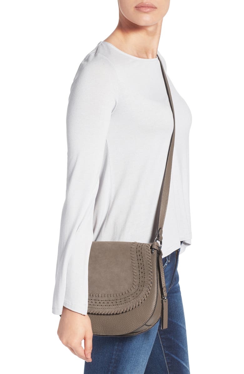 Vince Camuto Kirie Suede & Leather Crossbody Saddle Bag, Alternate, color,