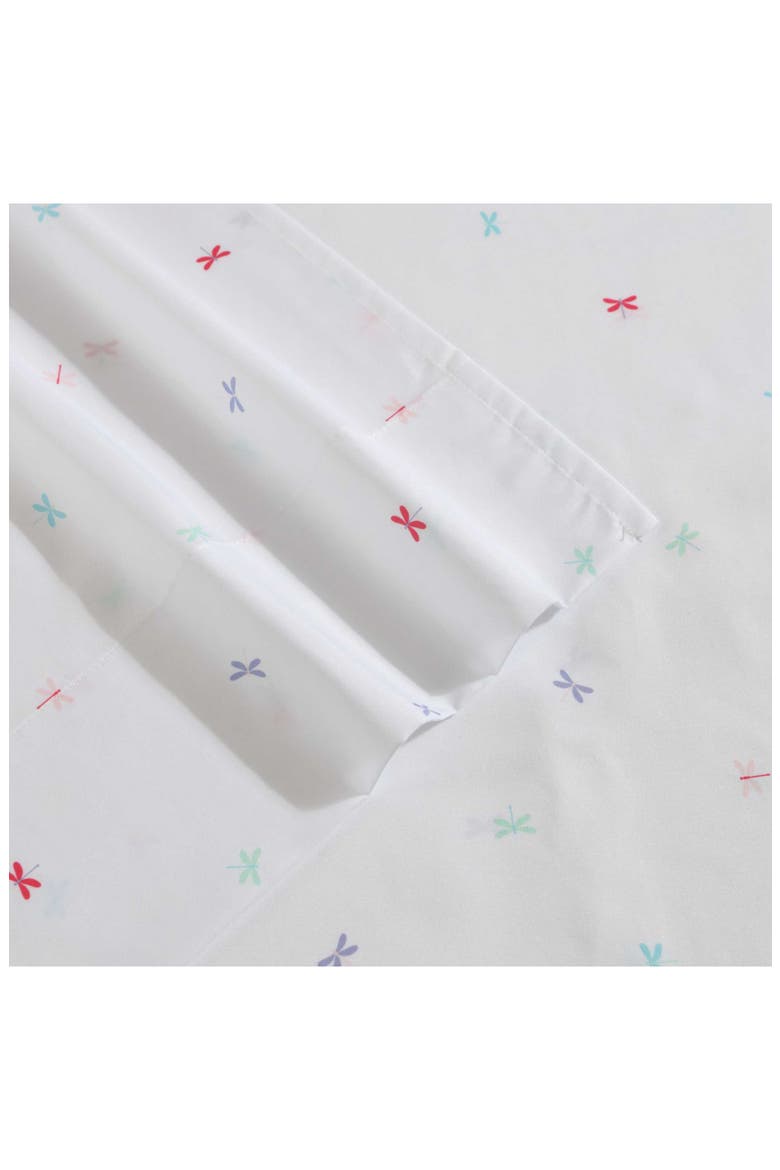 Dragonflies Microfiber Sheet Set, Alternate, color, WHITE/ PINK/ BLUE