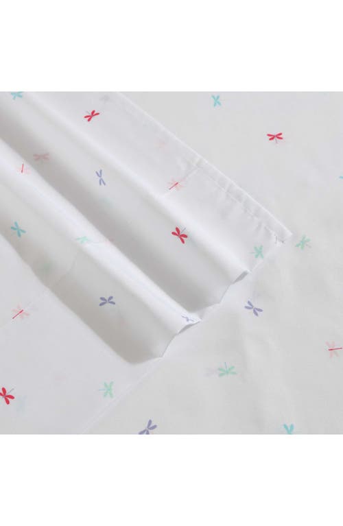 Eddie Bauer Dragonflies Microfiber Sheet Set In White/pink/blue