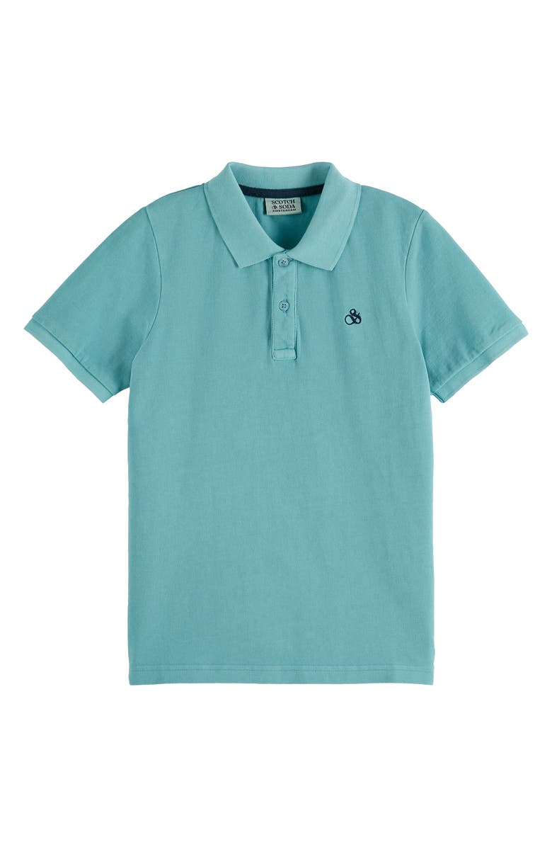 Scotch & Soda Kids' Cotton Piqué Polo, Main, color, Sea Blue