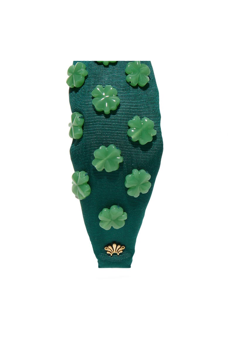 Lele Sadoughi Knotted Lucky Clover Headband, Alternate, color, Green