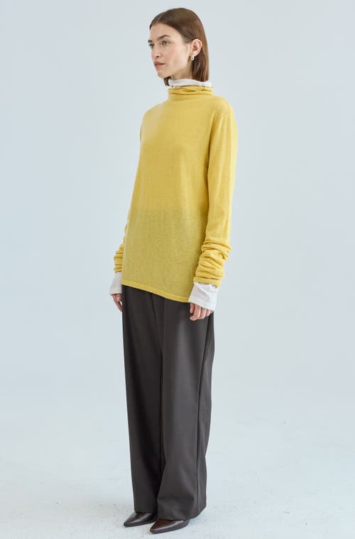 Almina Concept Funnel Wool/cash Turtleneck In Yellow