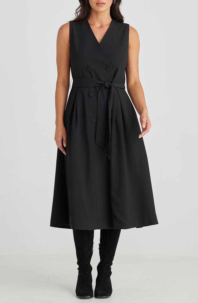 Brave+True The Allen Double Breasted Sleeveless Midi Dress, Main, color, 