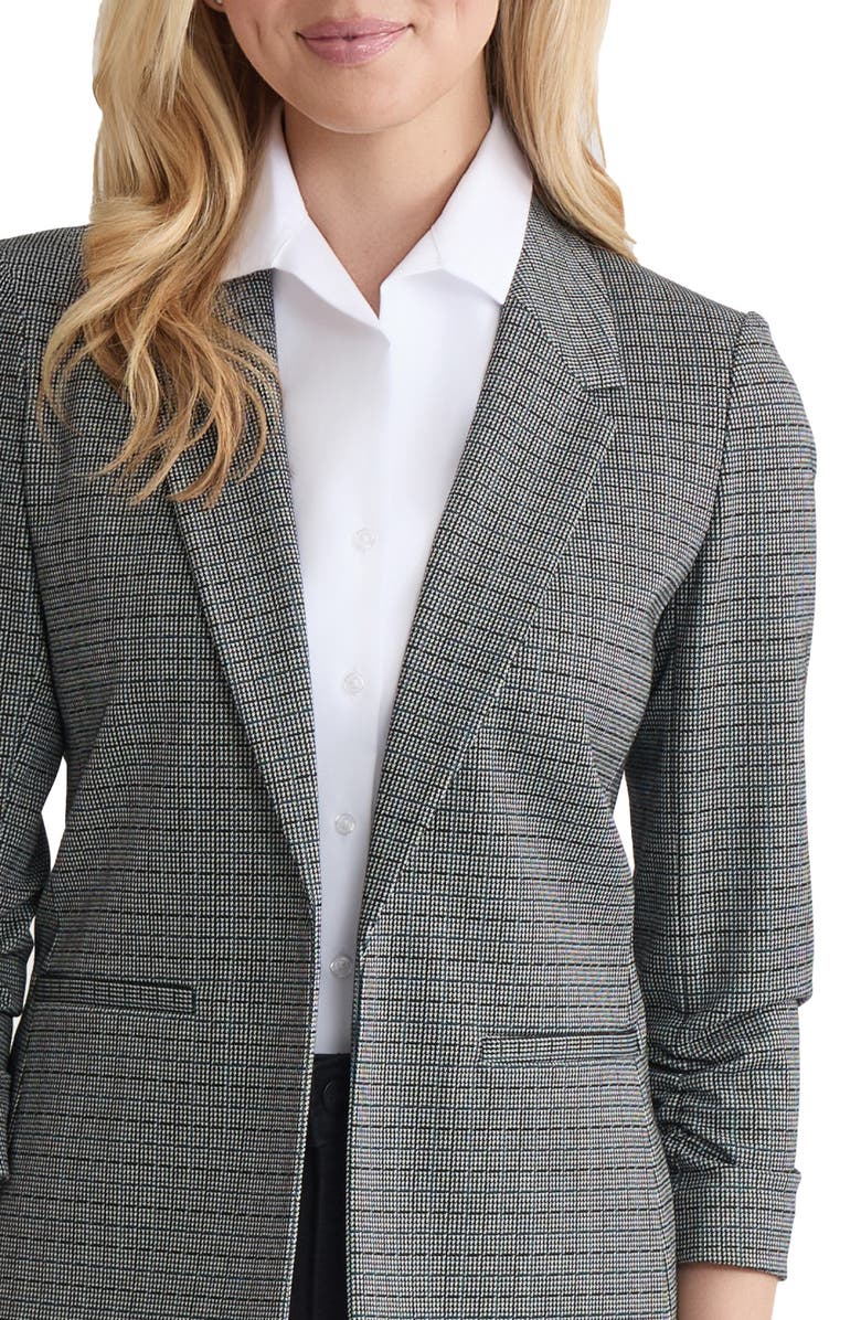 Jones New York Ruched Sleeve Blazer, Alternate, color, Pacific Navy Multi