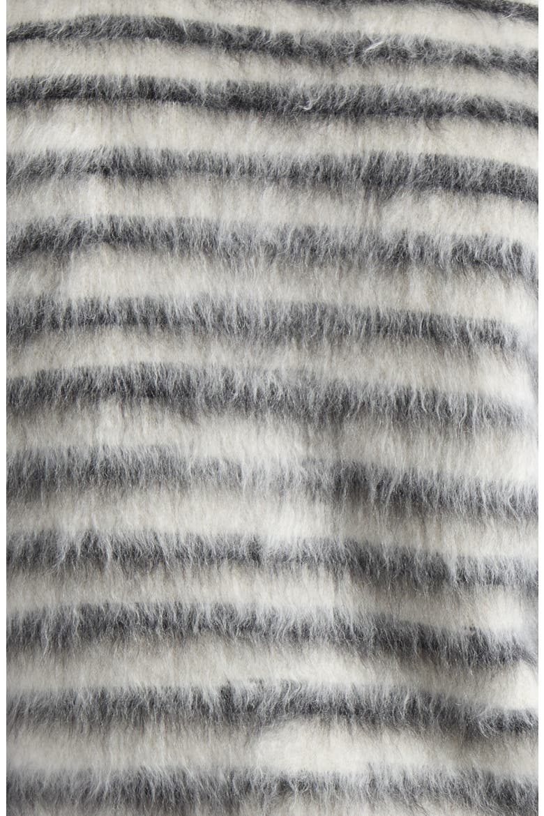 Brushed Stripe Mohair Blend Cardigan, Alternate, color, WHITE/ BLACK