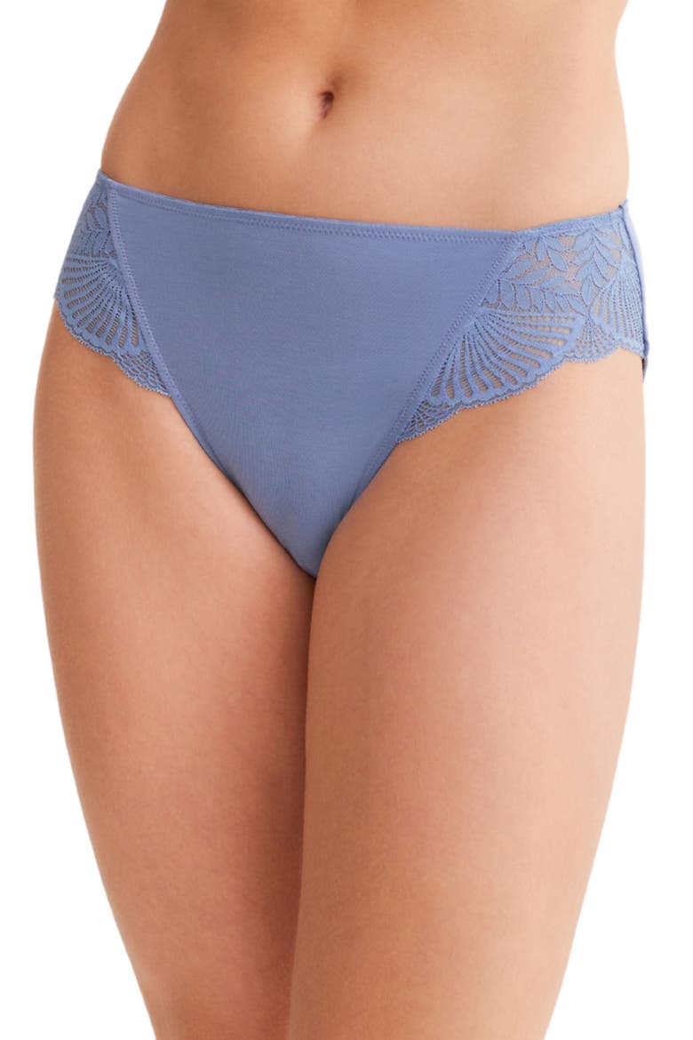 Belle Epoque Lace Trim Microfiber Briefs, Main, color, DENIM