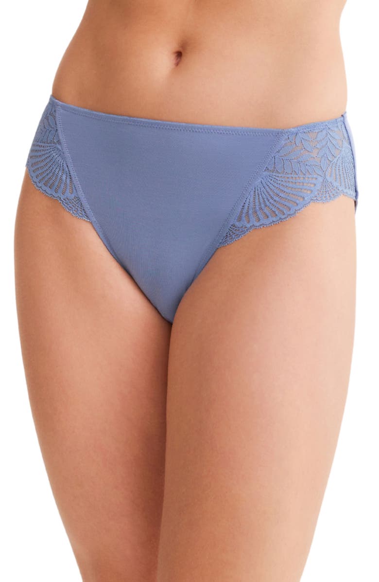 Fleur't Belle Epoque Lace Trim Microfiber Briefs, Main, color, Denim