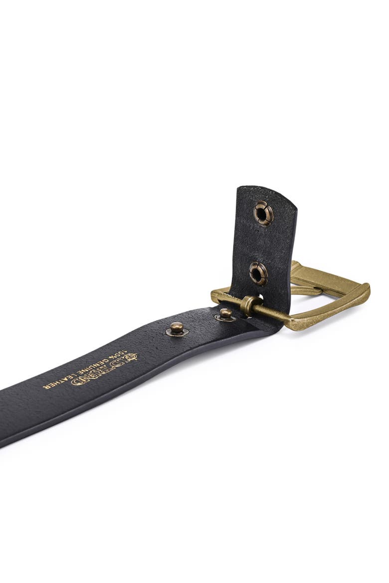 Daisy Genuine Leather Perforated Floral Detail Belt, Alternate, color, Black