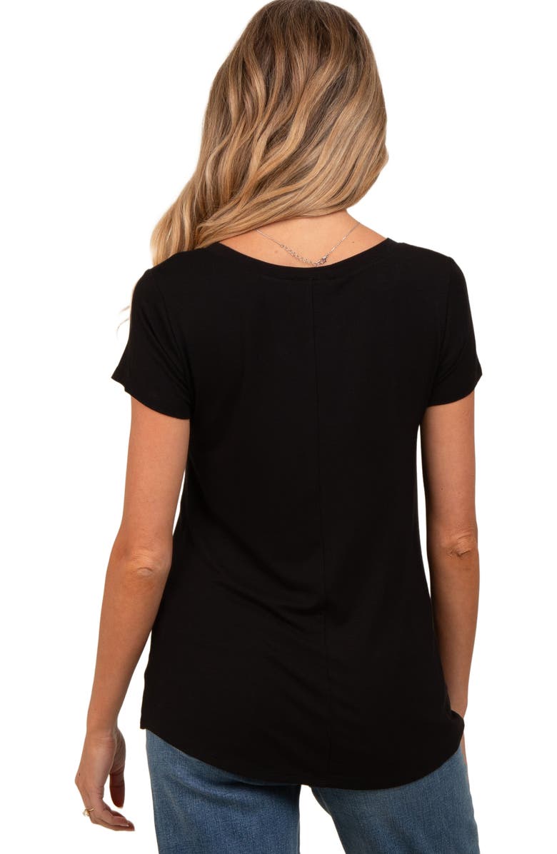 PinkBlush Basic V-Neck Short Sleeve Top, Alternate, color, Black