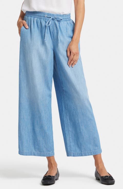 Jayne Cotton Pull-On Ankle Wide Leg Jeans