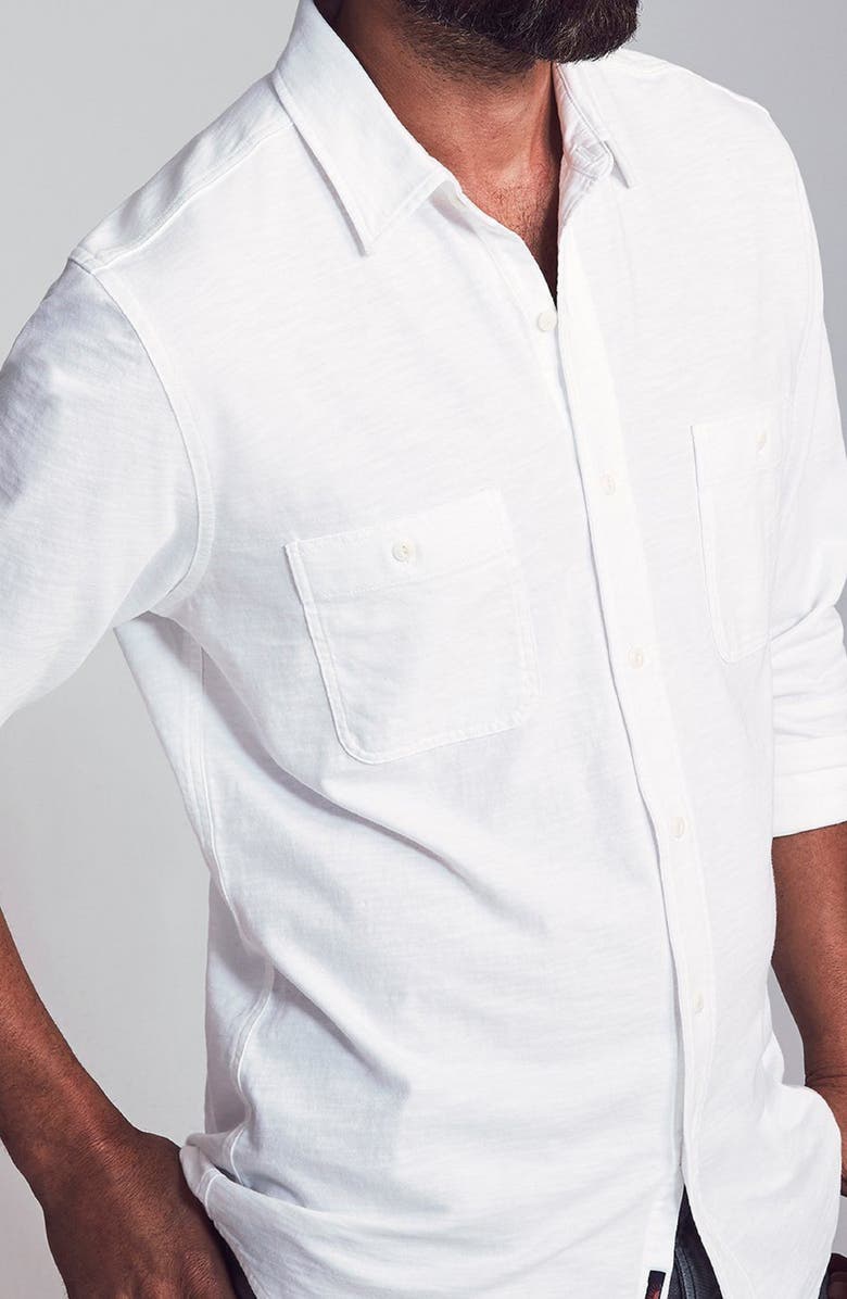 Faherty Knit Seasons Organic Cotton Button-Up Shirt, Alternate, color, White