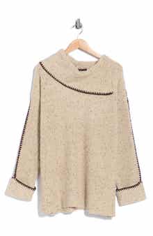 Whipstitch Mock Neck Sweater