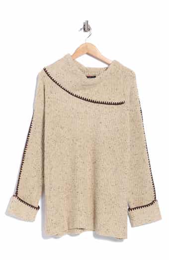 Whipstitch Mock Neck Sweater