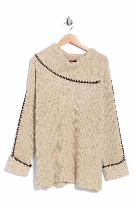 Whipstitch Mock Neck Sweater