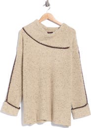 Joseph A Whipstitch Mock Neck Sweater