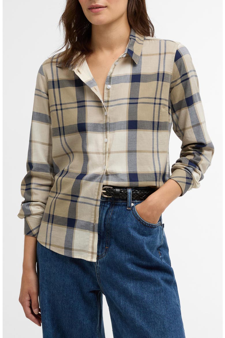 Bredon Tartan Cotton Button-Up Shirt, Main, color, DRESS NAVY TARTAN