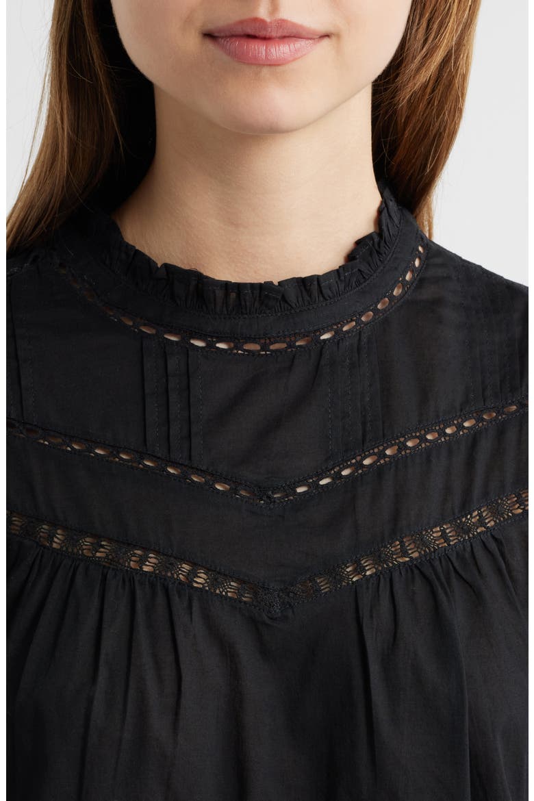 Daisy Open Stitch Top, Alternate, color, BLACK