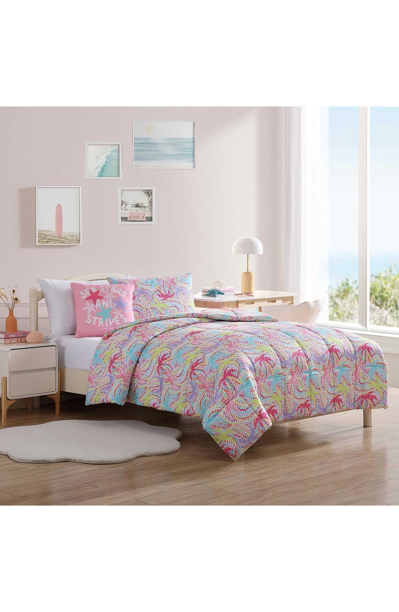 Nautica Sutton Palm Trees Comforter & Sham Set, Alternate, color, Rose/ Aqua