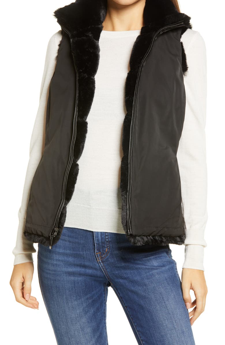 Via Spiga Faux Fur Reversible Vest, Alternate, color, 