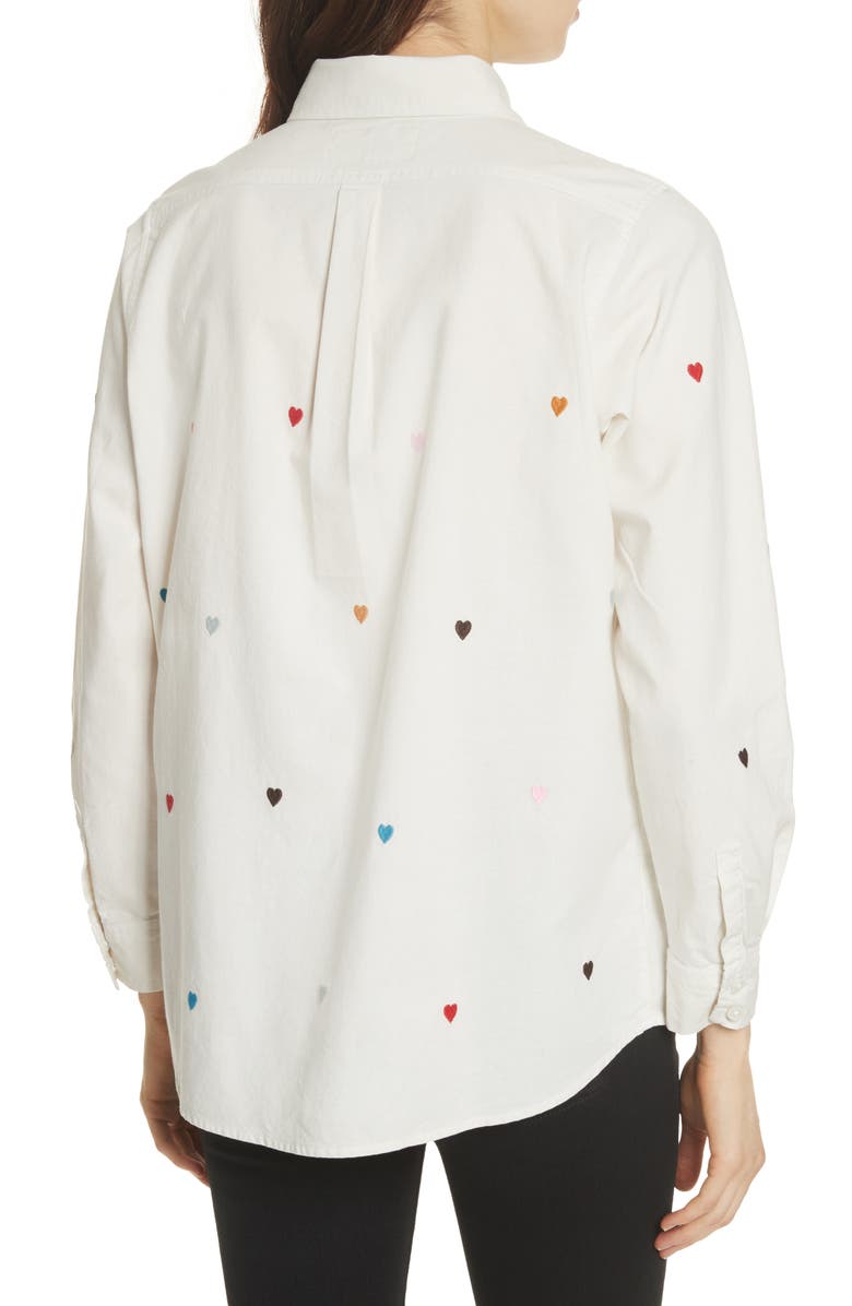 THE GREAT. The Campus Heart Embroidered Shirt, Alternate, color, 