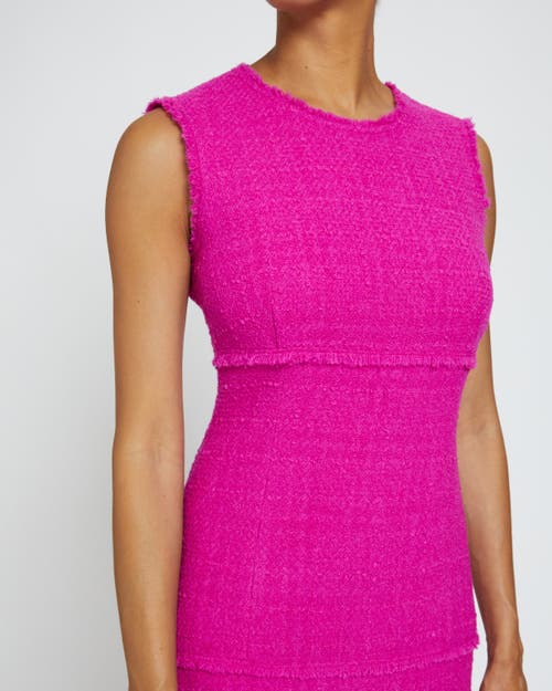 Santorelli Andi Tiered Fringe-trim Tweed Midi Dress In Magenta