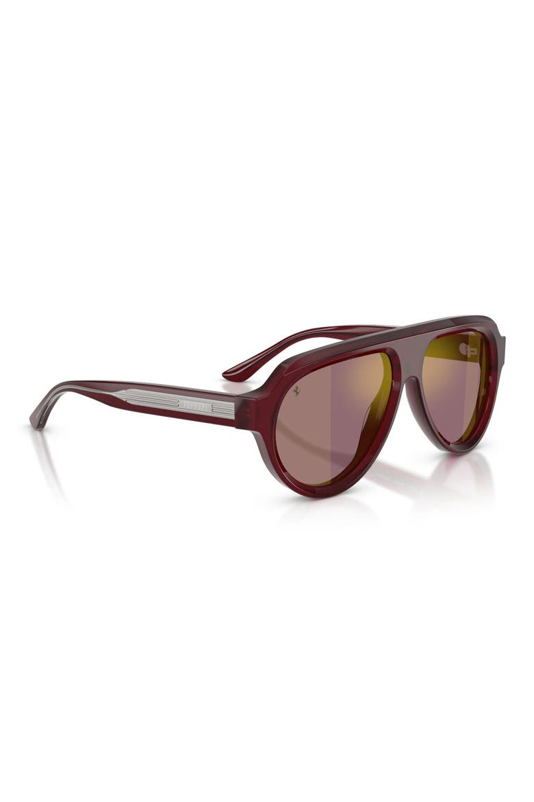 56mm Polarized Mirrored Pilot Sunglasses, Alternate, color, OPAL RED / POLAR VIOLET GOLD