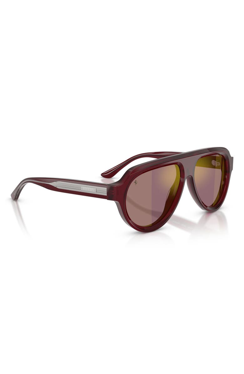 Ferrari 56mm Polarized Mirrored Pilot Sunglasses, Alternate, color, Opal Red / Polar Violet Gold