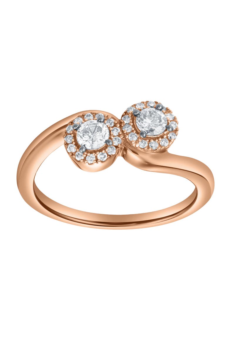 Rosalita 0.50 Cts Natural Diamond Toi et Moi Halo 14K Gold Ring, Alternate, color, 14K Rose Gold
