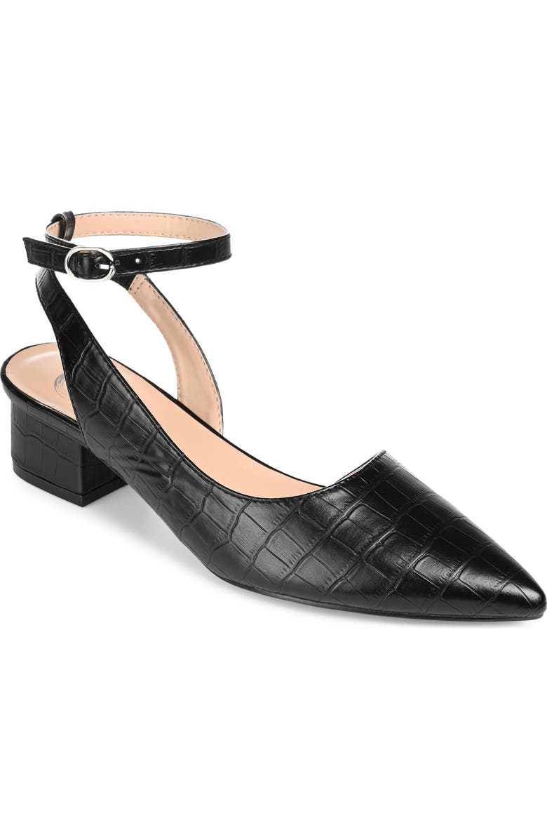 Journee Collection Keefa Croc Embossed Ankle Strap Pump - Wide Width, Main, color,