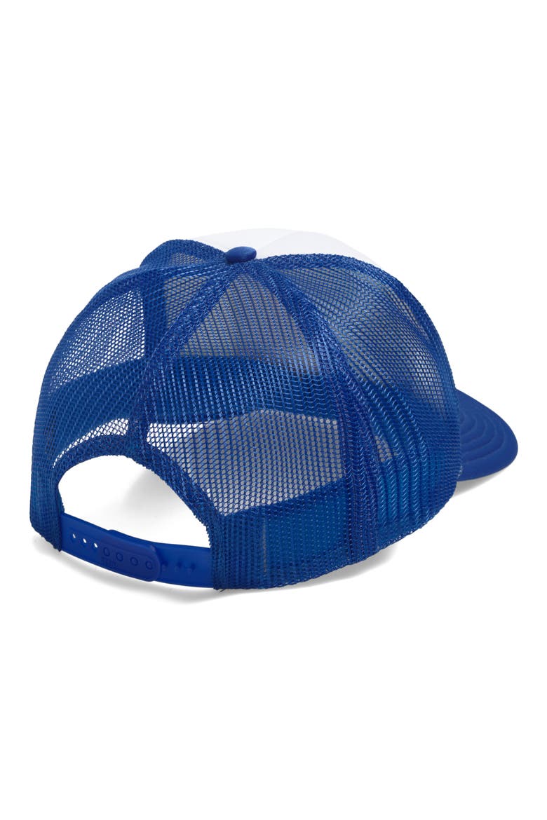 American Flag Patch Trucker Hat, Alternate, color, BLUE & WHITE