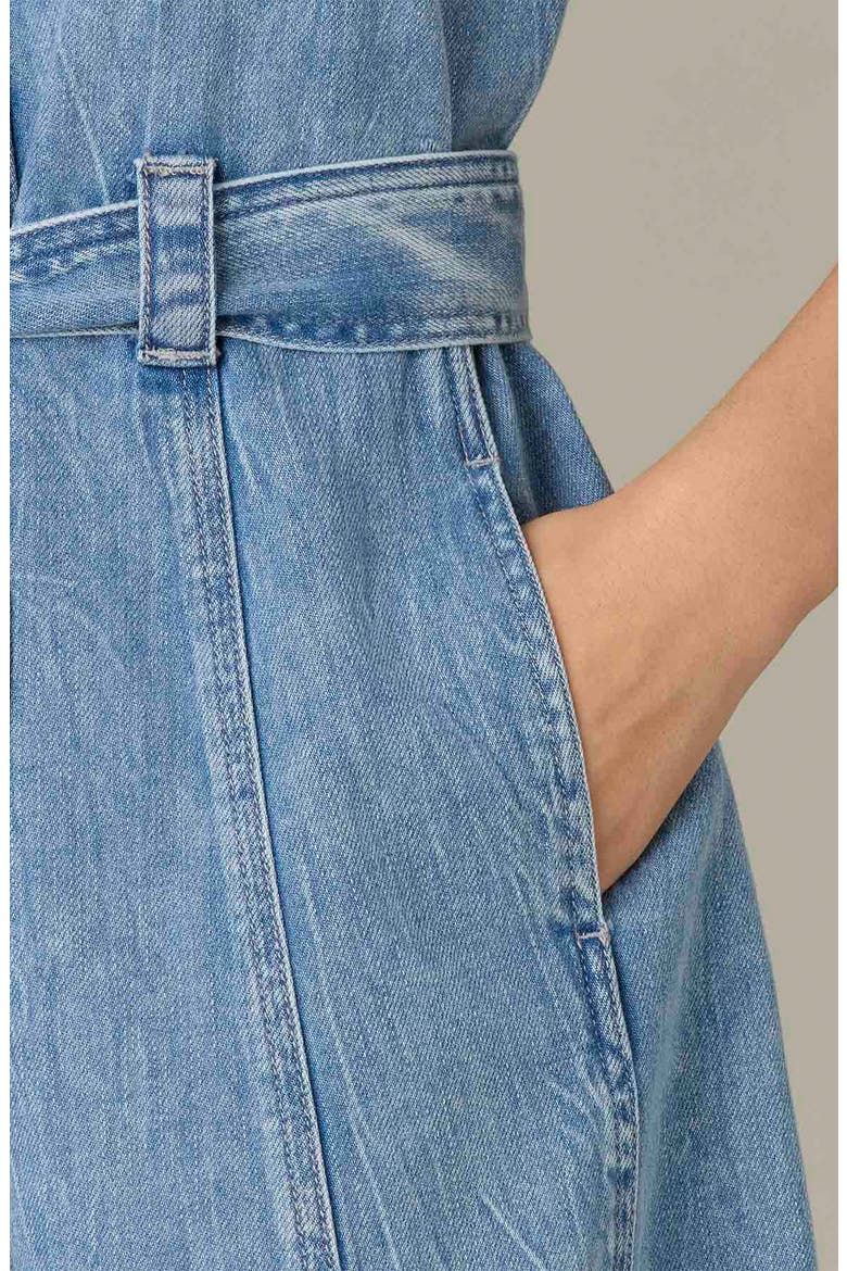 Tie Waist Sleeveless Denim Dress, Alternate, color, LIGHT BLUE