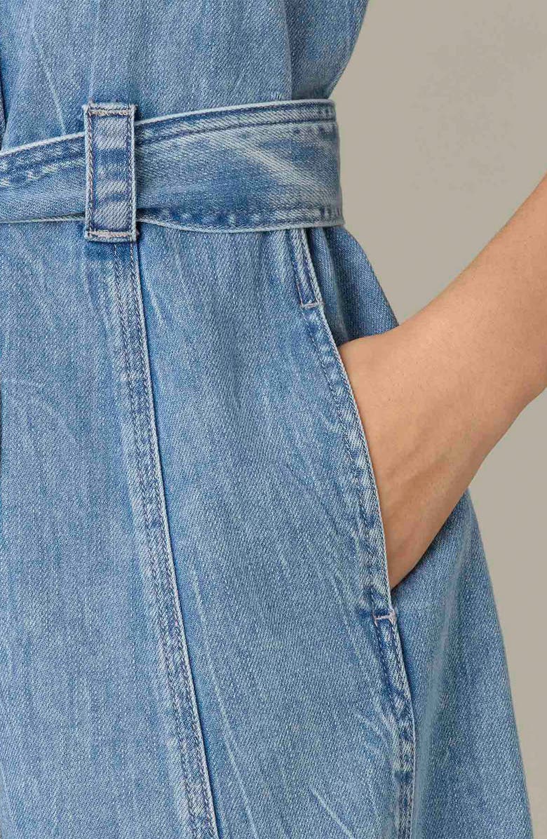 Wit & Wisdom Tie Waist Sleeveless Denim Dress, Alternate, color,