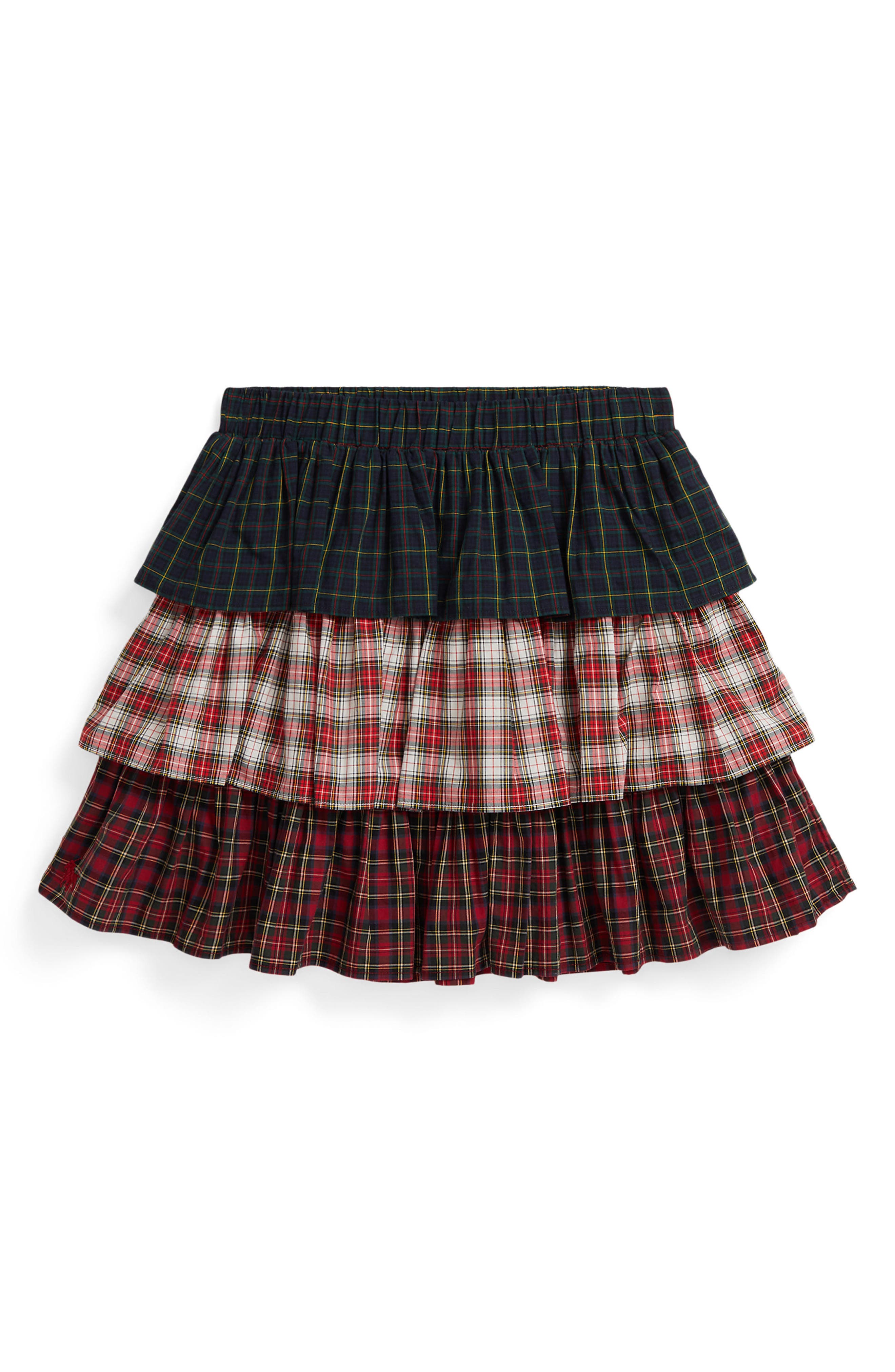 Polo Ralph Lauren Kids' Plaid Tiered Cotton Skirt