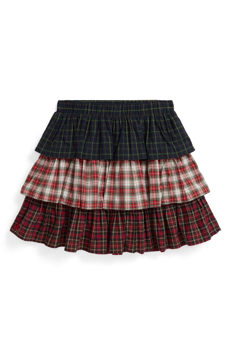 Polo Ralph Lauren Kids' Plaid Tiered Cotton Skirt, Main, color, 