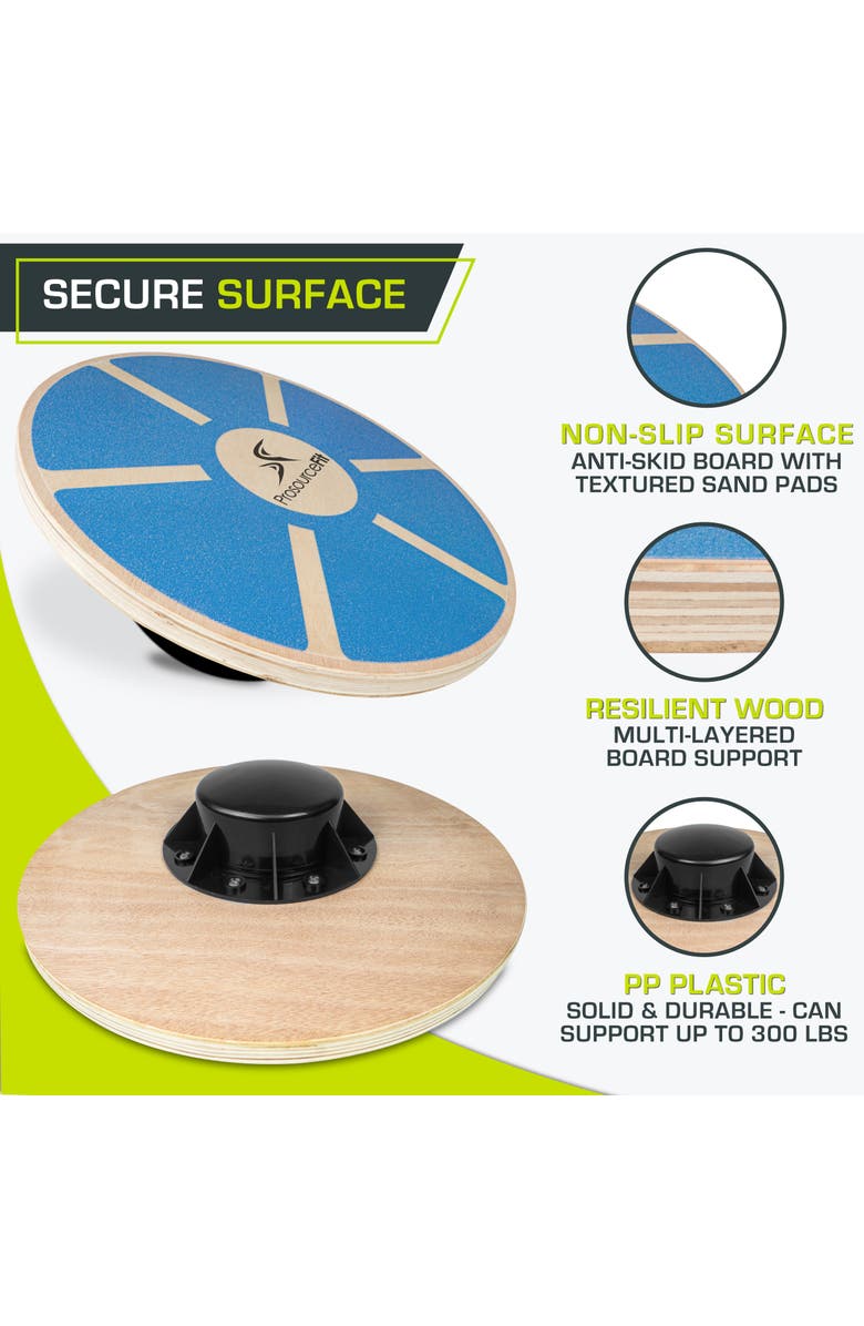 ProsourceFit Wooden Balance Board, Alternate, color, Blue