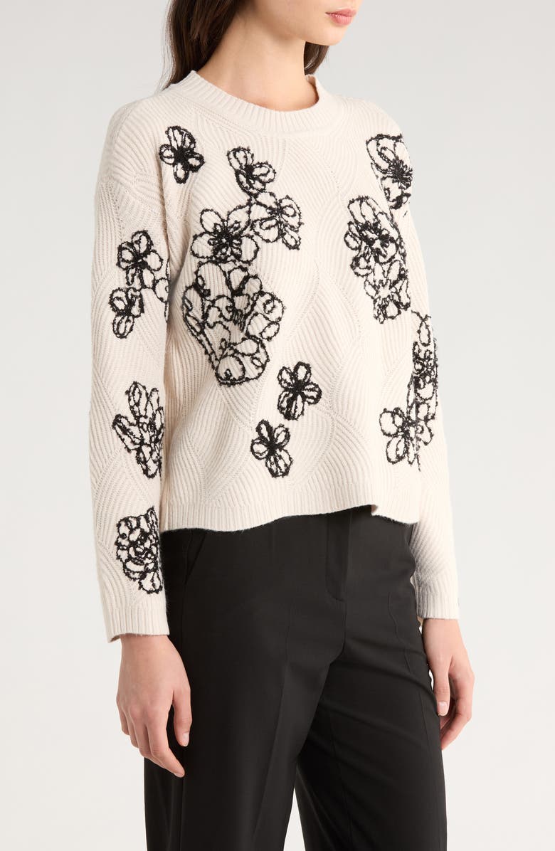 Vince Camuto Embroidered Crewneck Sweater, Alternate, color, Sugar Heather