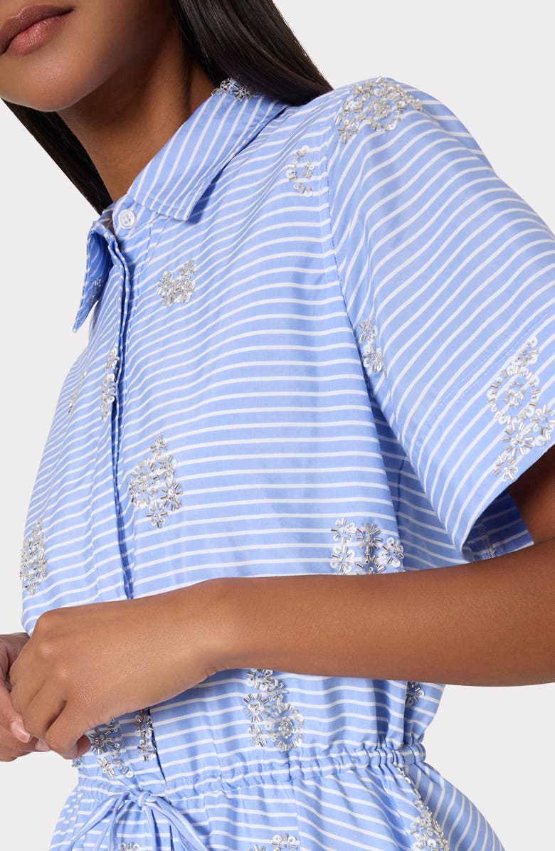 Milly Willa Stripe Sequin Embellished Button-Up Minidress, Alternate, color, 