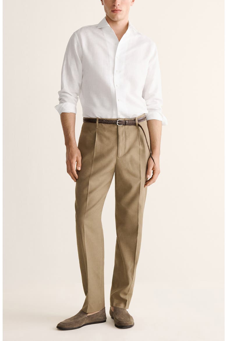Regular Fit Solid Slub Linen Blend Button-Up Shirt, Alternate, color, WHITE