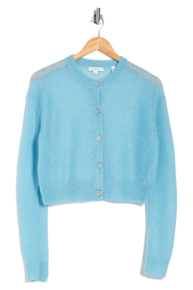 Brushed Button Cardigan, Alternate, color, TOPAZ