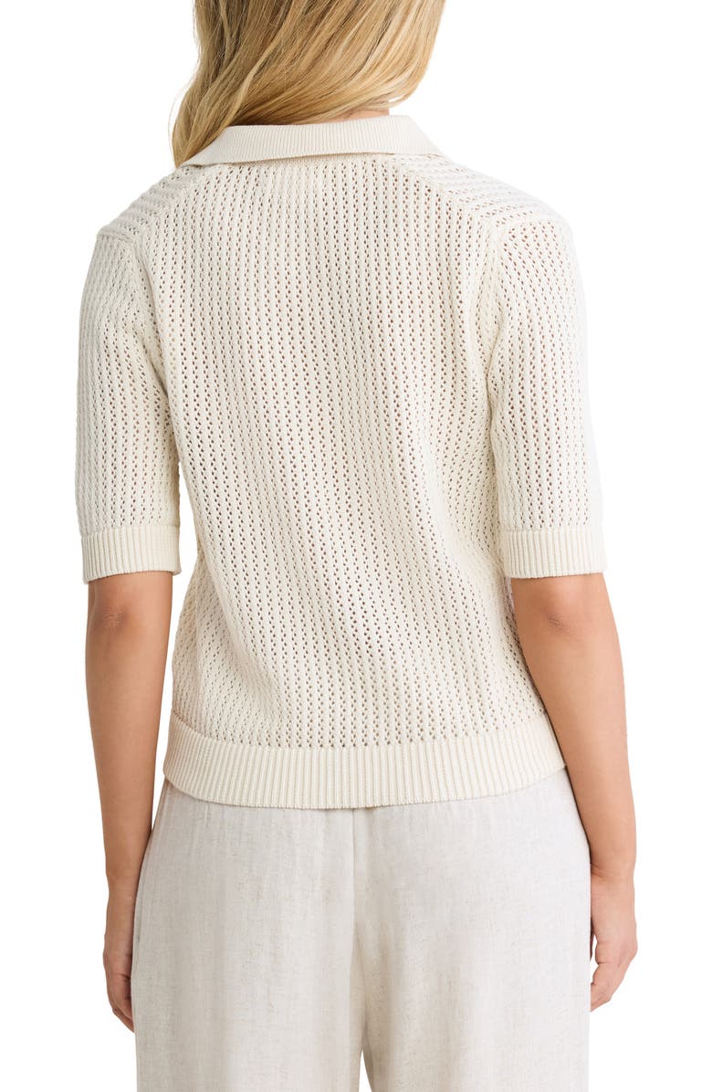 nz BY NIC AND ZOE Open Stitch Polo Sweater, Alternate, color, Sand