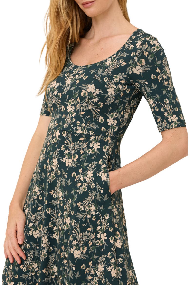 Fit & Flare Signature Scoop Dress Made With Organic Cotton, Alternate, color, Fjord Floral