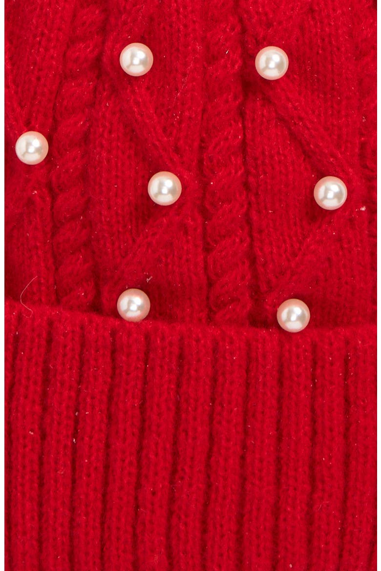 Kids' Imitation Pearl Beanie, Alternate, color, RED